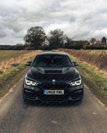 Gloss Black Performance Front Splitter for BMW 1 Series, M135i & M140i (2015 - 2019 LCI, F20 F21) - Evolve Automotive