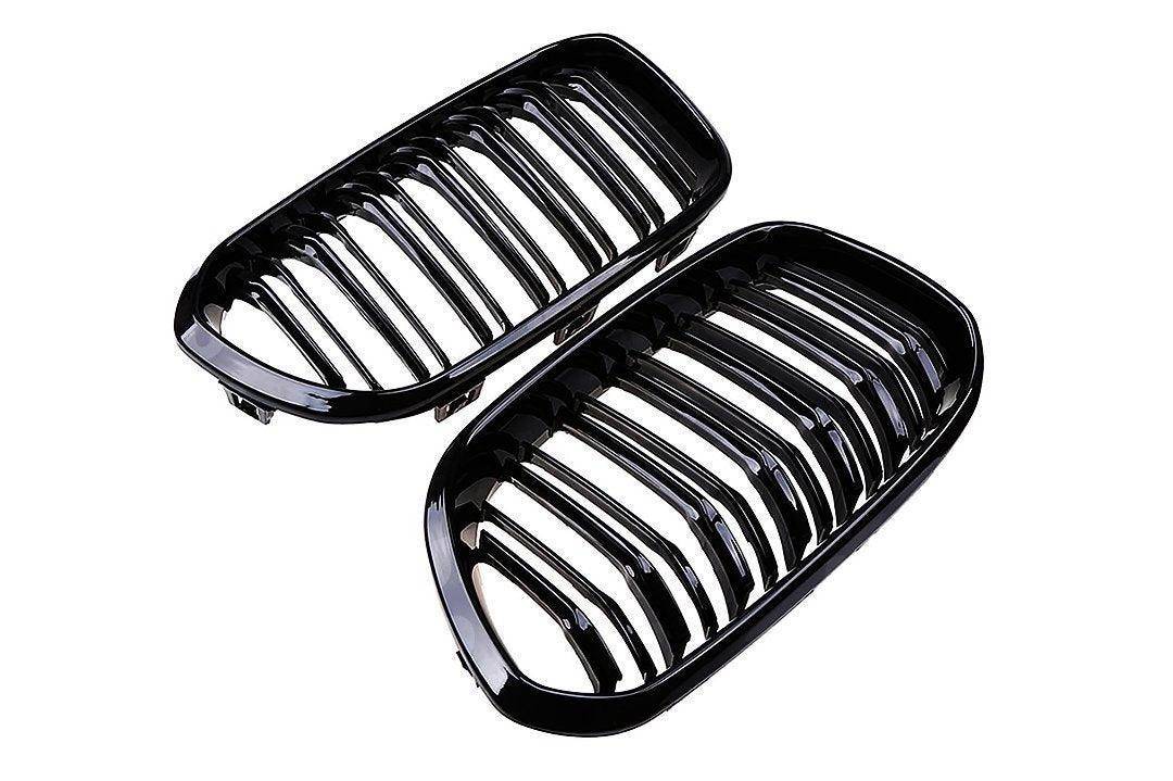 BMW 1 Series, M135i & M140i F20 F21 LCI Gloss Black Kidney Grilles (2015 - 2019) - Evolve Automotive