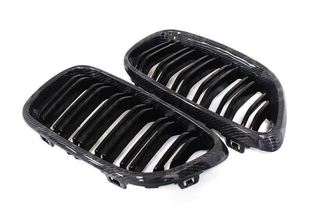 Carbon Fibre Double Slat Kidney Grilles for BMW 2 Series & M2 (2014 - 2020, F22 F87) - Evolve Automotive