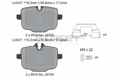 Pagid Street + Rear Brake Pads - BMW G87 M2 - Evolve Automotive